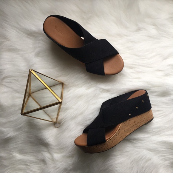 Sonoma Shoes - Black Studded Wedge Sandals