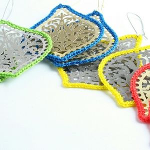 Boho Colorful Crochet Damask Metal Lace Earrings