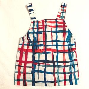 Red white and blue striped sleeveless shirt