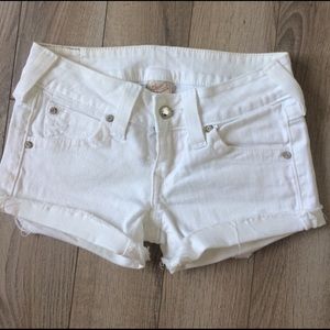 True Religion Joey Disco White Cut Off Shorts