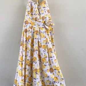 Yellow floral halter sun dress