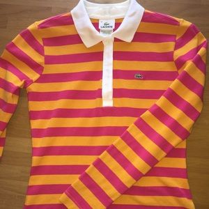 Lacoste Striped Pink and Orange Button Up