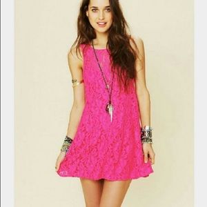 Free people hot pink lace dress