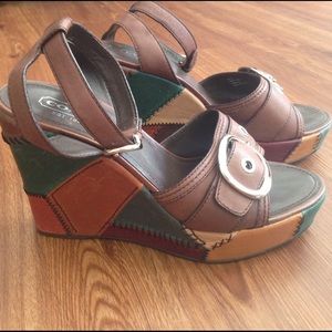 Leather Coach Wedges