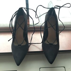ASOS black pointed toe lace up heels