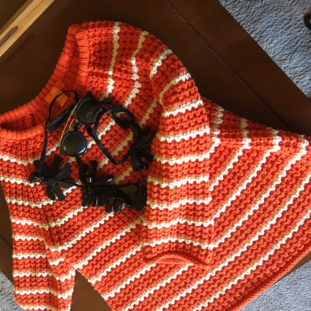 Joe fresh chunky orange and white striped sweater