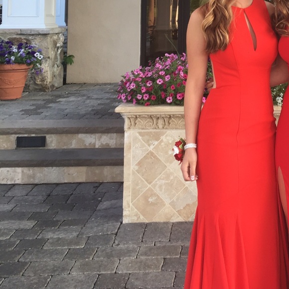 Jovani Red Backless Prom Dress
