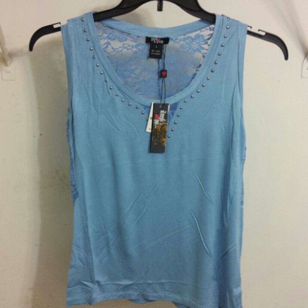 Gold & Glam blue sleeveless tank top size Lg Nwt