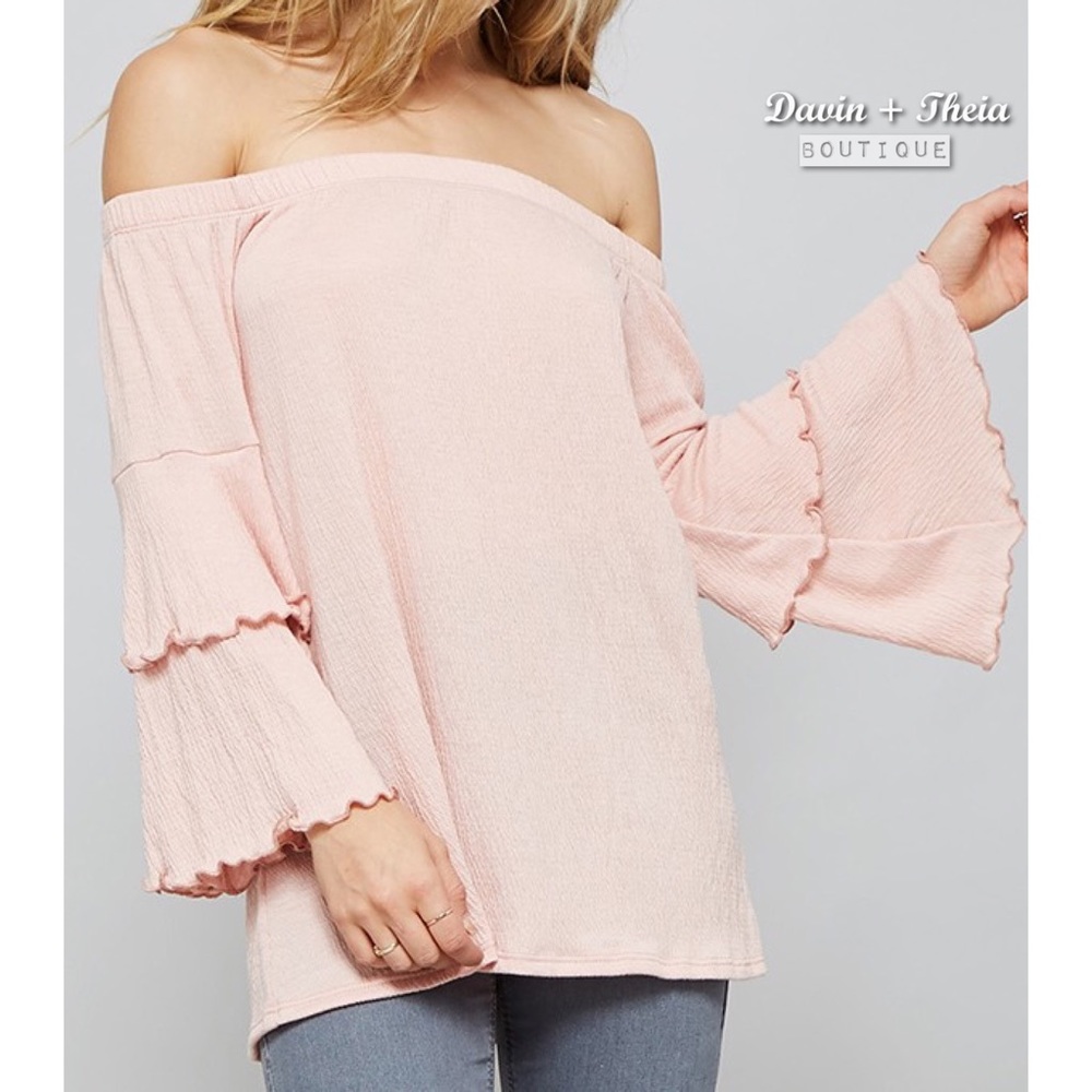 HP 5X 💖 Dusty Pink Off Shoulder Top - Picture 2 of 5