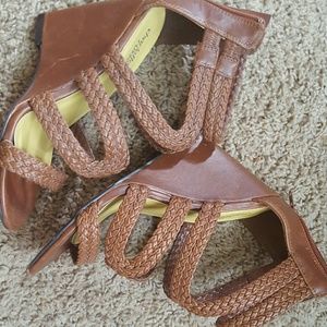 7 brown wedge sandals