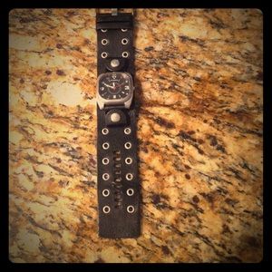 Men's Leather Fossil Watch