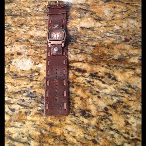 Men's Leather Fossil Watch