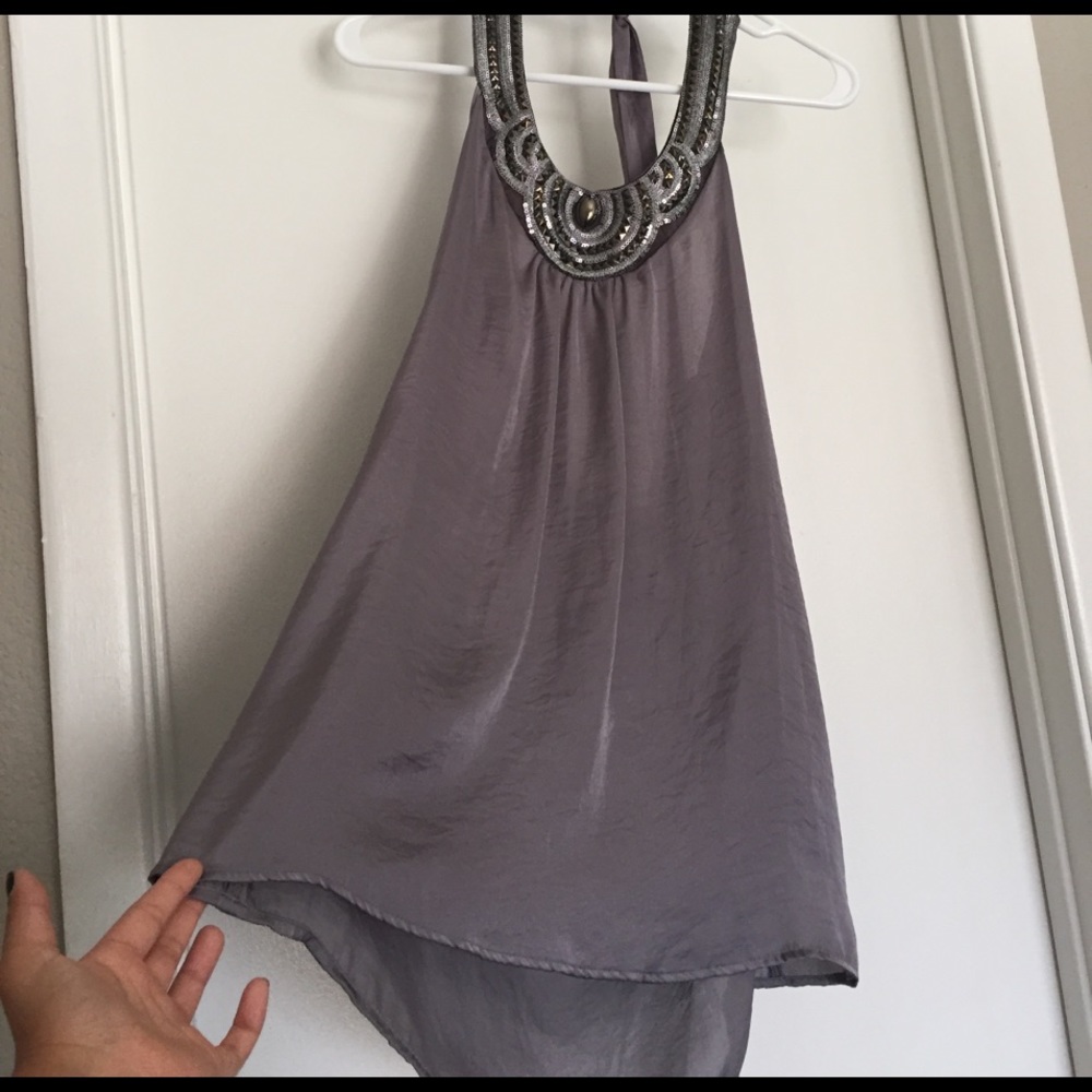 Silky dark silver gray tank top
