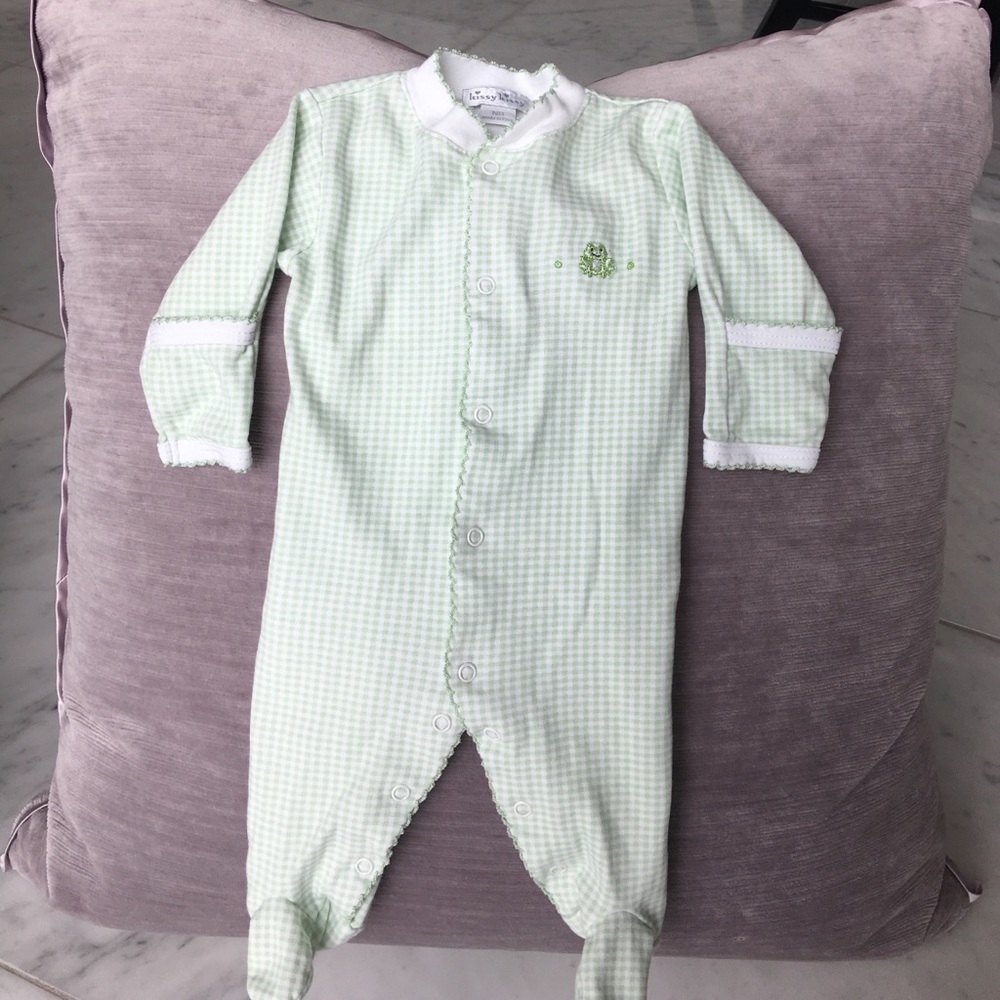 Kissy Kissy - Newborn - Green Plaid Froggie