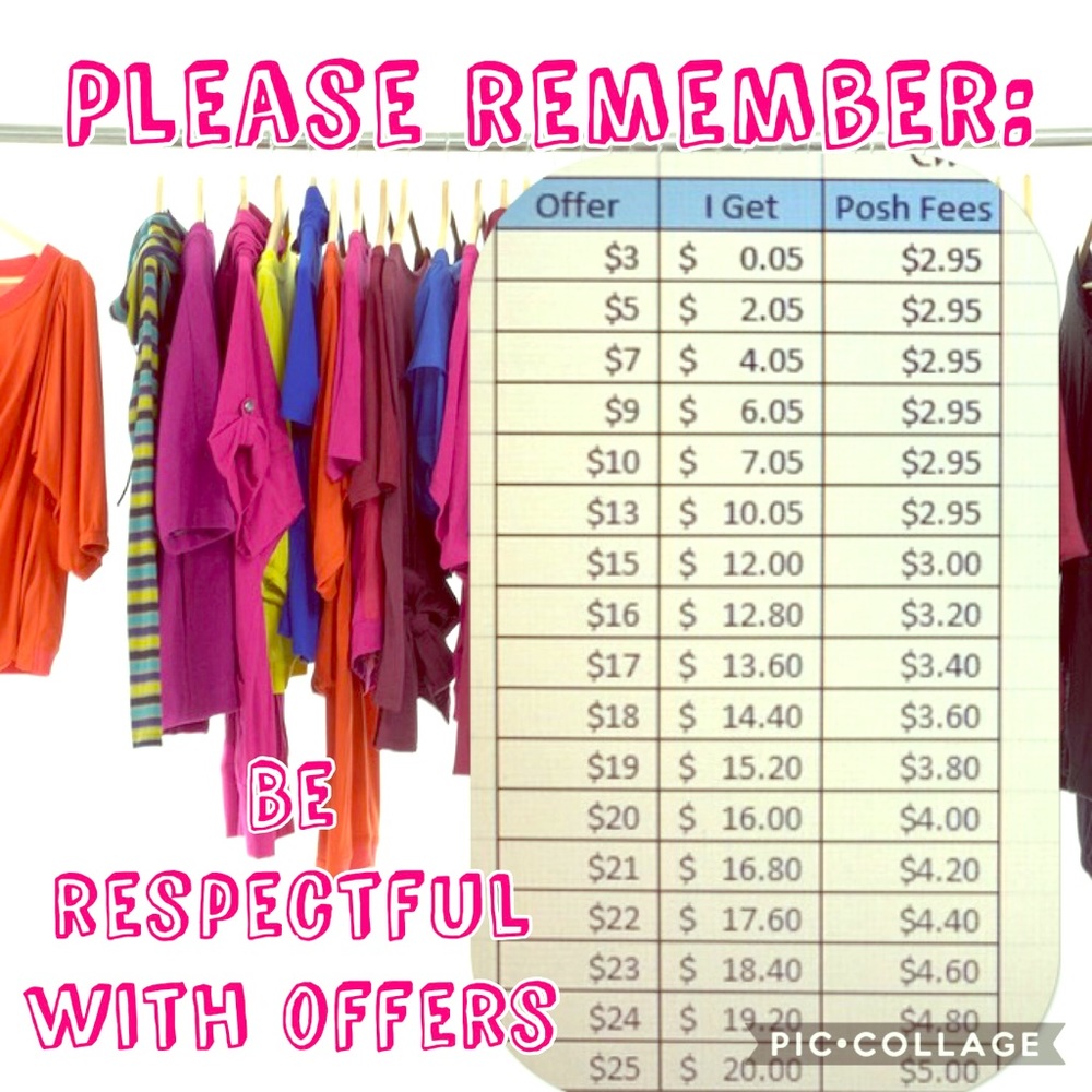 When making offers, please remember Poshmark fees!