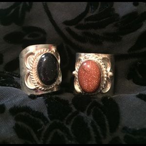 Bundle Size 8 Goldstone and Silver-tone Rings