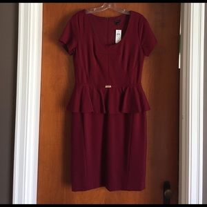 Burgundy Ann Taylor dress with peplum