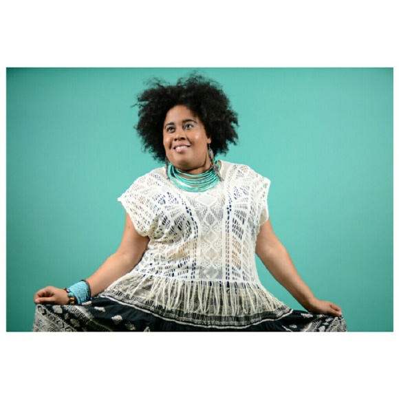 SOLD. Lace Fringe Top - Picture 2 of 2