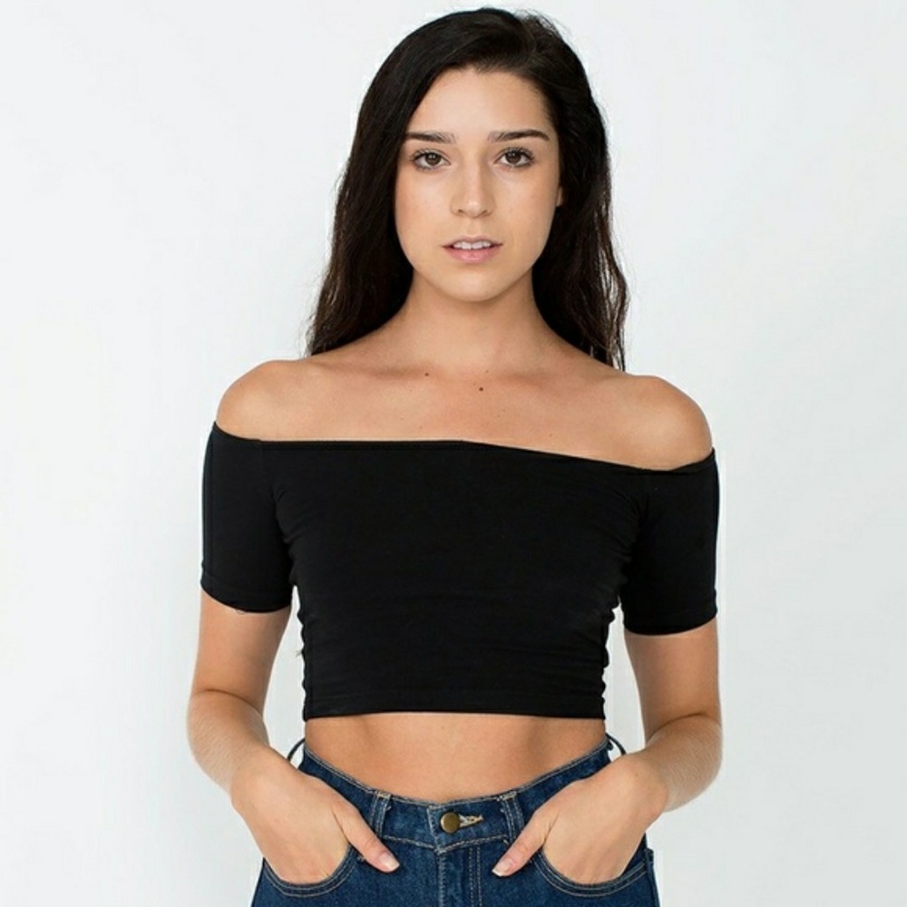 American Apparel Off Shoulder Crop Top
