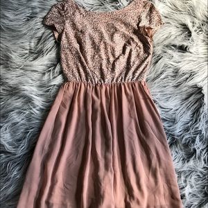 Speckles zip back dress dusty pink