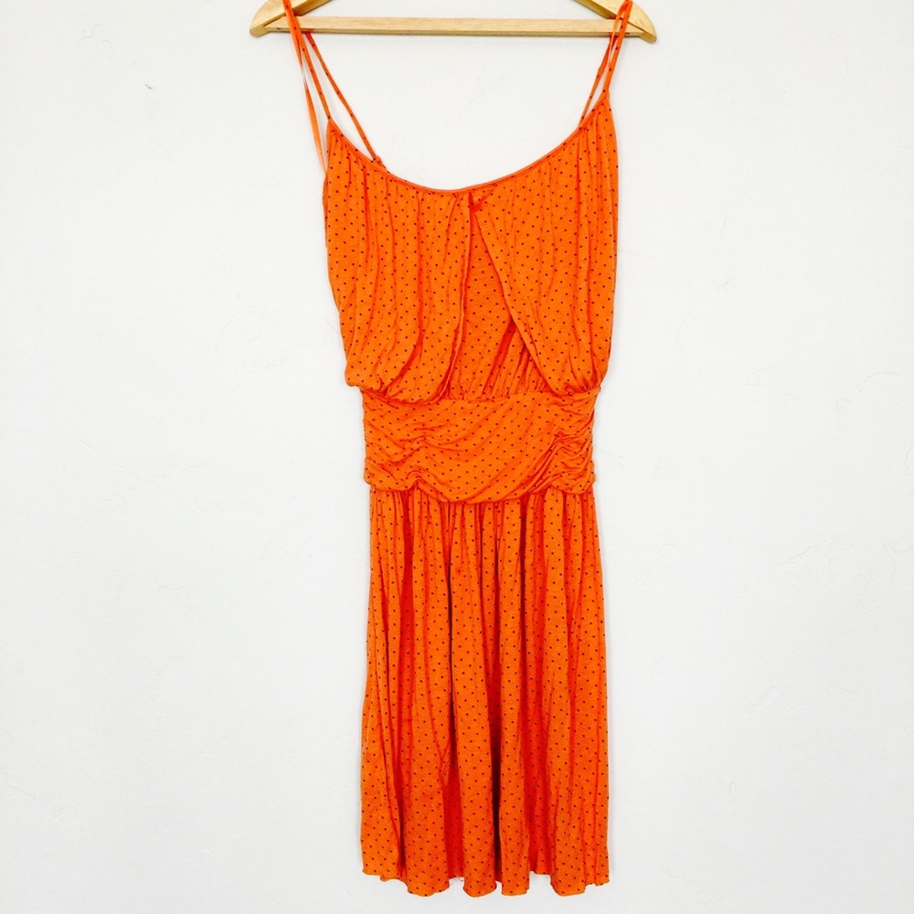 👗 BCBG Max Azria Orange Polka Dot Dress