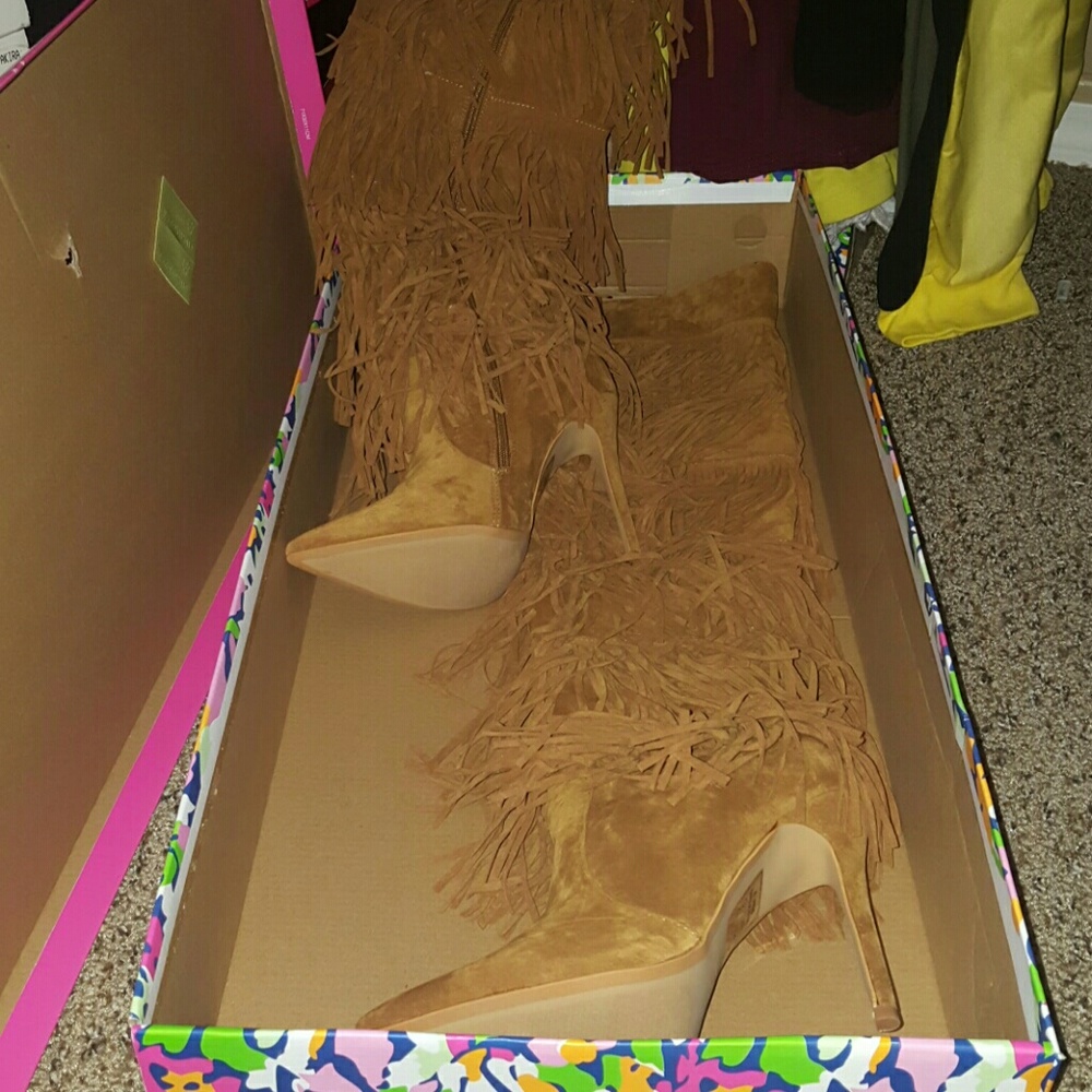 Chestnut knee high boots