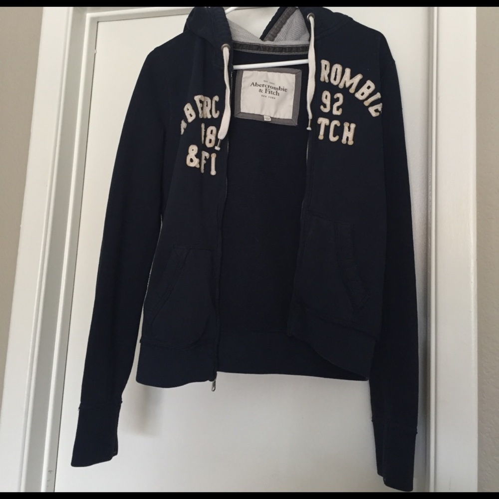 Abercrombie & Fitch navy blue hoodie with zipper