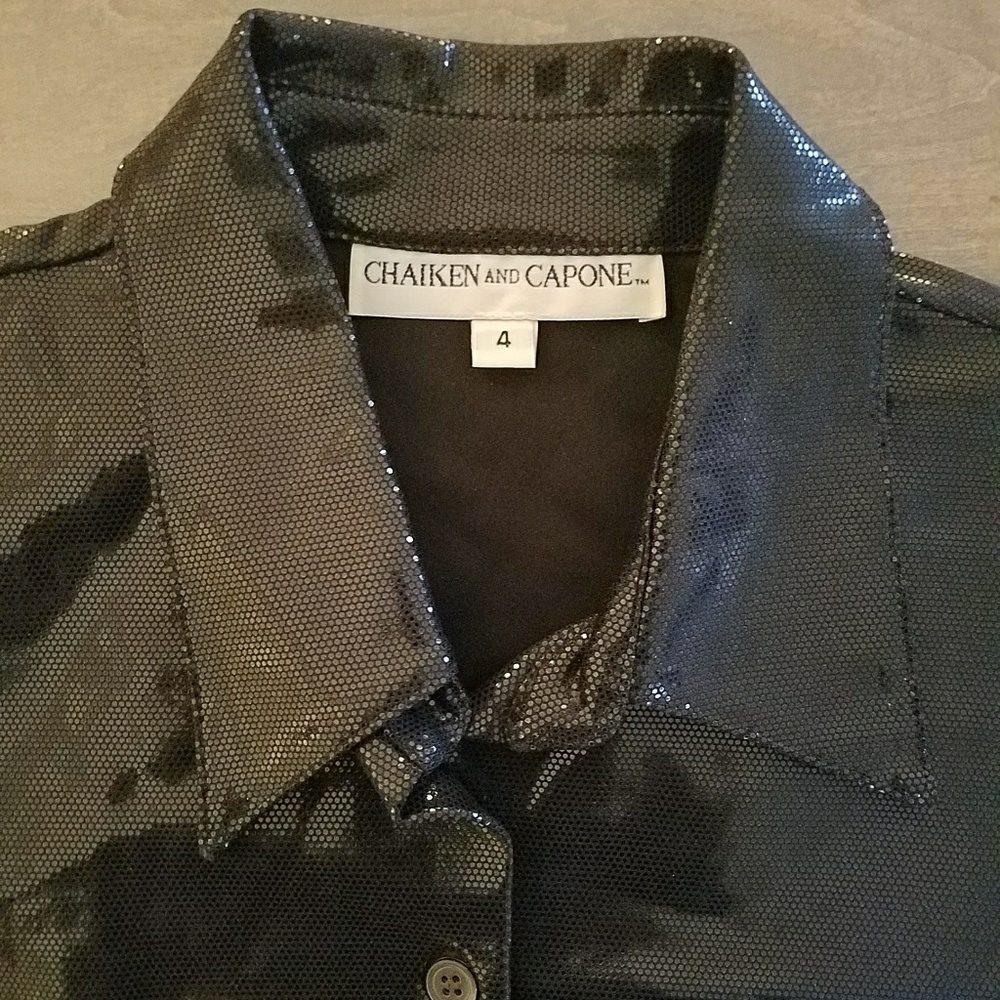 Chaiken and Capone black shiny shirt