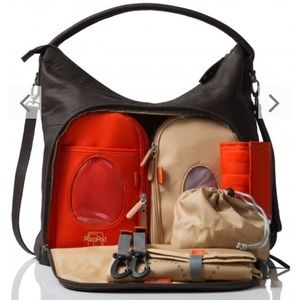 Pacapod Jasper Leather Diaper Bag in Black. NWT