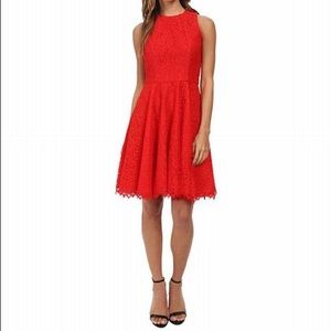 Shoshanna red lace dress