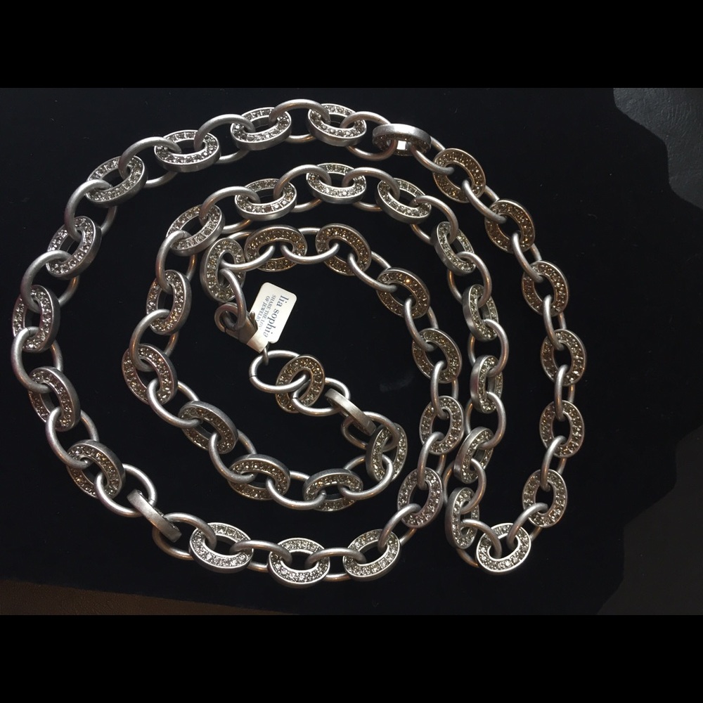 Lia Sophia oval link pave' necklace (42")