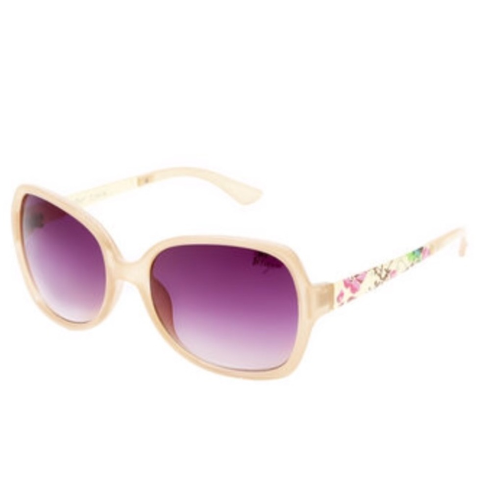 Betsey Johnson Nude Floral Square Sunglasses
