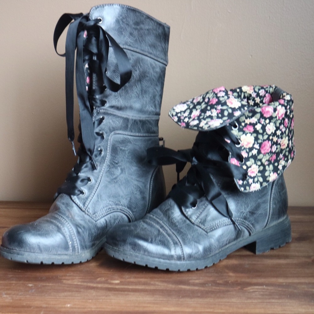 Floral Combat Boots