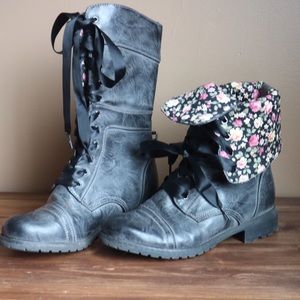 Floral Combat Boots