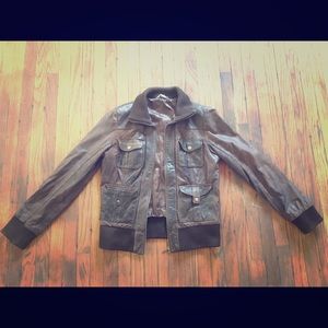 French leather bomber jacket