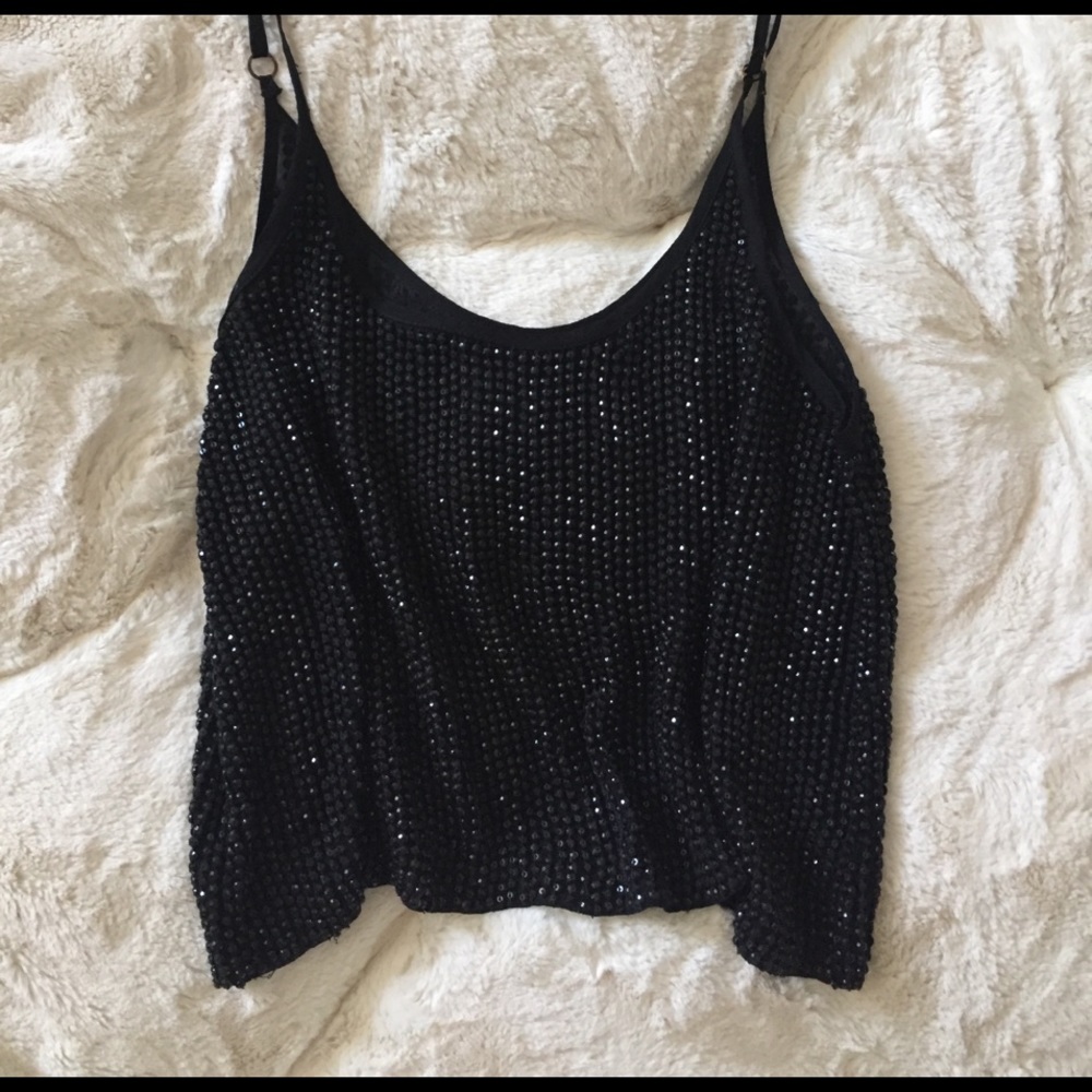 Black Beaded Crop Top