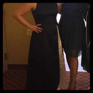 Black and white sleeveless prom dress