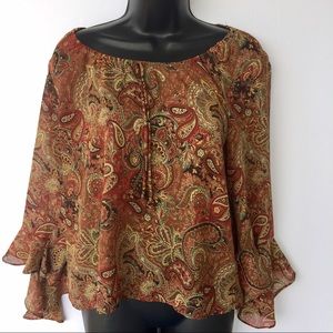 Notations brown paisley blouse