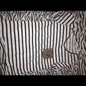 VS Pink Striped TShirt with leopard pocket