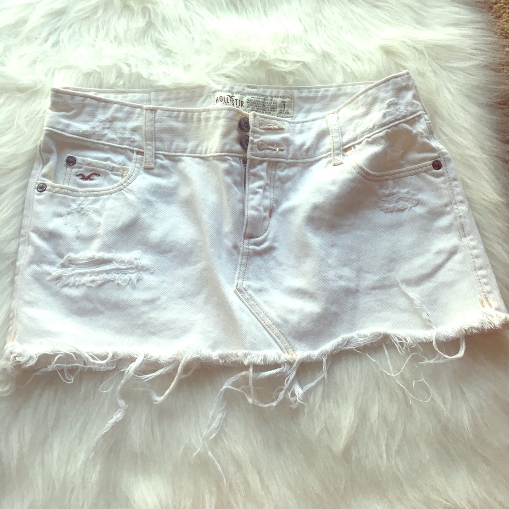 White jean short skirt