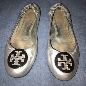 Authentic Silver Tory Burch flats