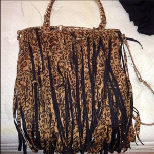 Steve Madden fringe leapord purse