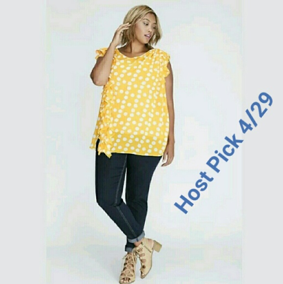 Lane Bryant Tops - **HP 4/29!** Ruffle Polka Dot Blouse