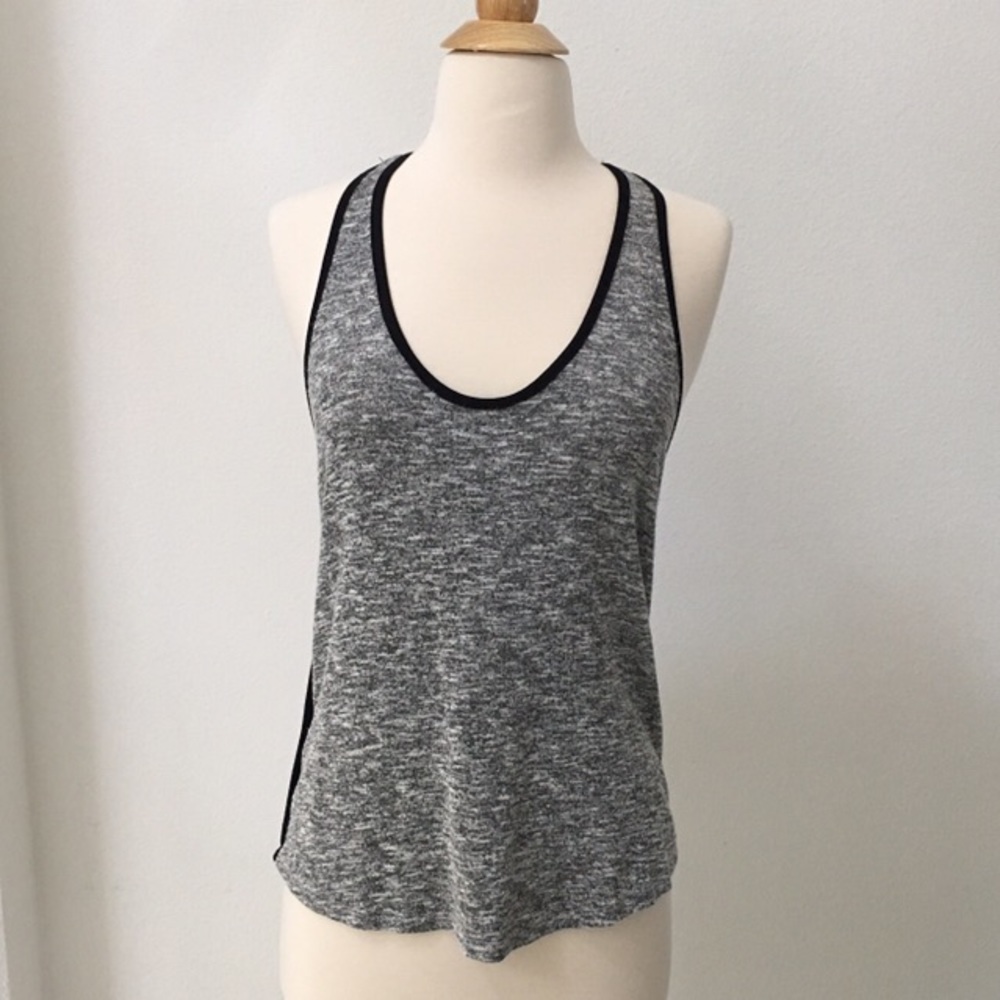 Knit T-back Top with Black Trim