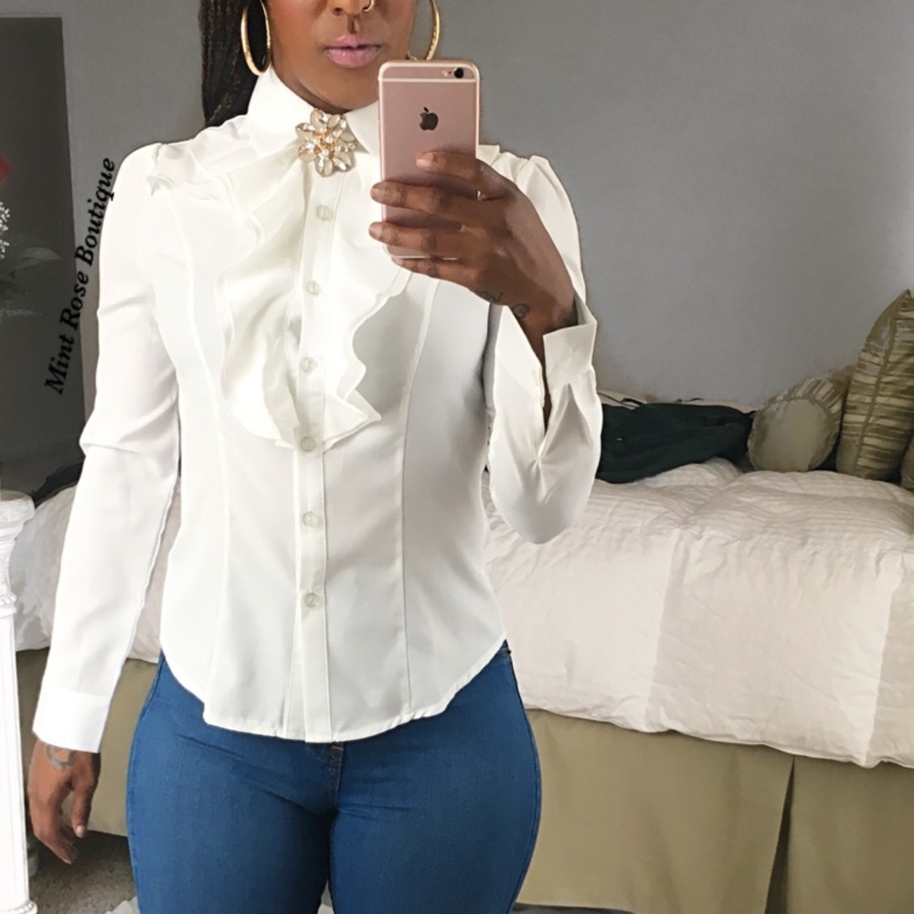 White Ruffled Blouse