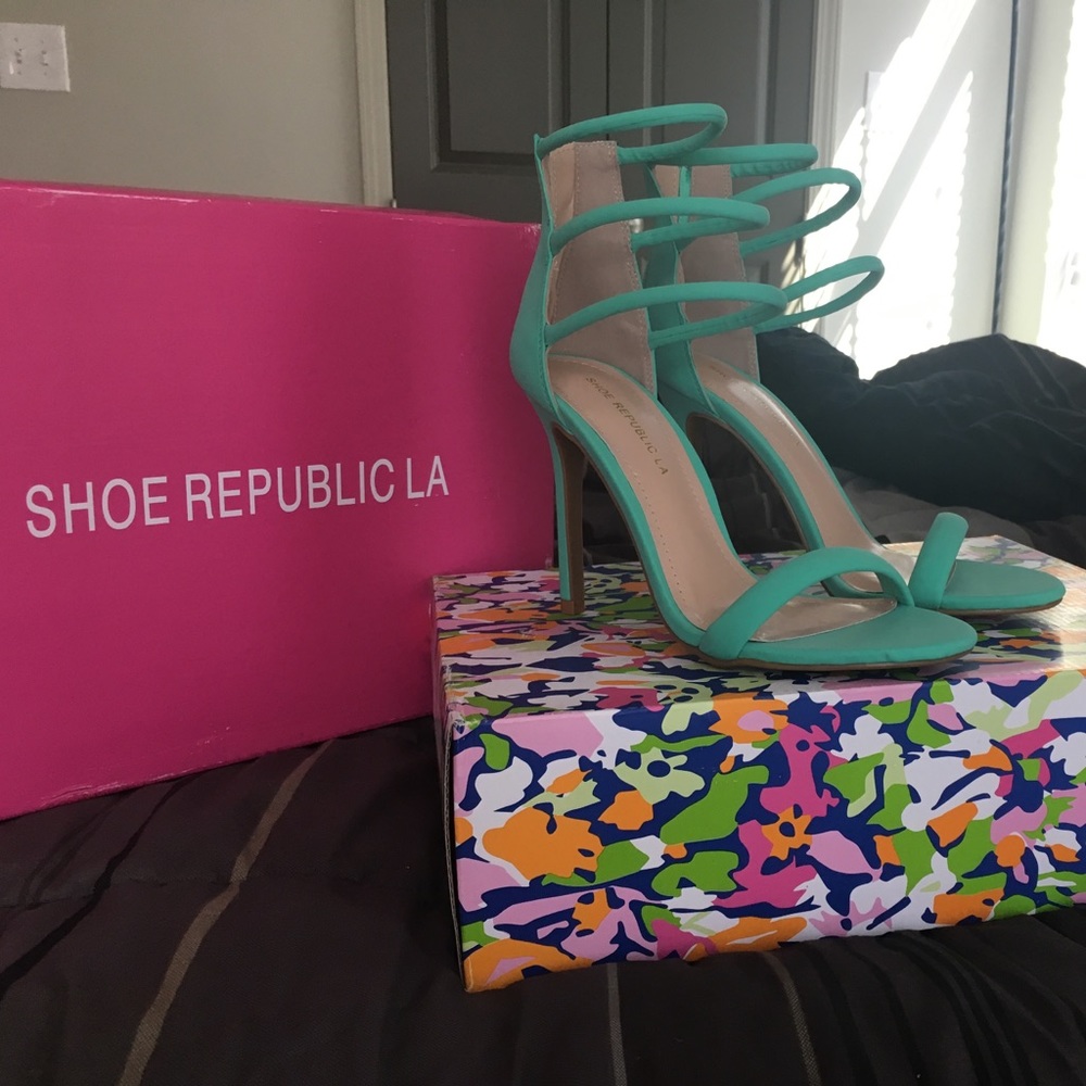 Turquoise Strappy Heels