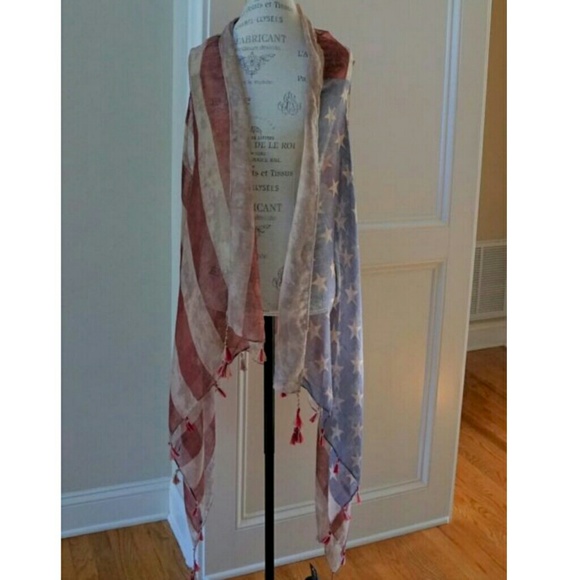 RESTOCKED American flag kimono sheer vest tassels - Picture 5 of 6
