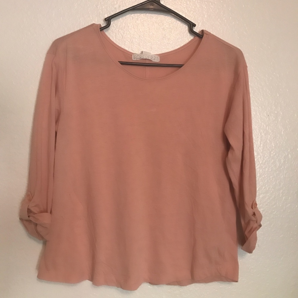 Coral Top with button sleeves