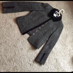 Armani Dark brown tweed blazer with velvet trim