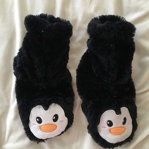 Black penguin slippers